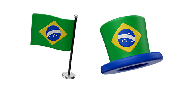 brazilian flag & brazilian hat 3D custom cursor
