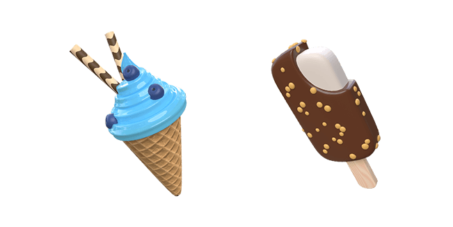 bubble gum ice cream & ice cream lolly 3D custom cursor