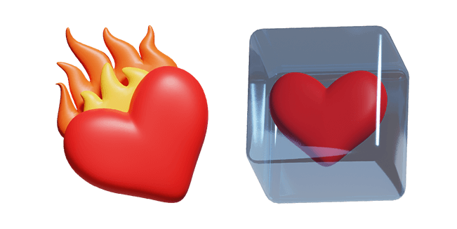 burning heart & ice heart 3D custom cursor