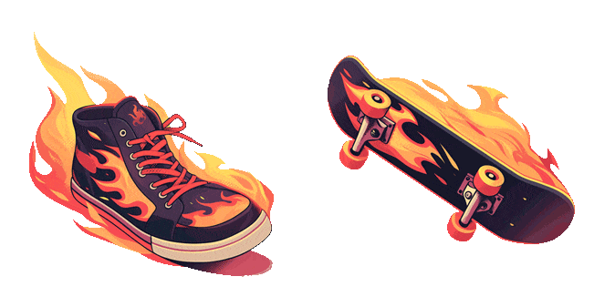 burning sneaker skateboard animated custom cursor