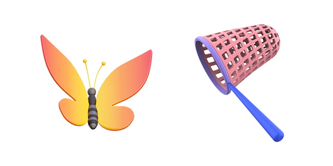 butterfly & catching net 3D custom cursor