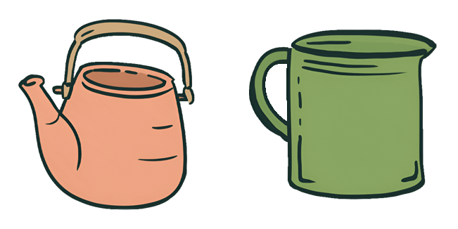 camping kettle and enamel mug custom cursor
