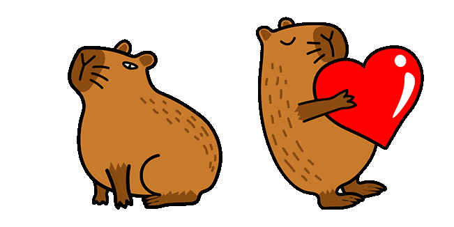 capybara with red heart animated custom cursor