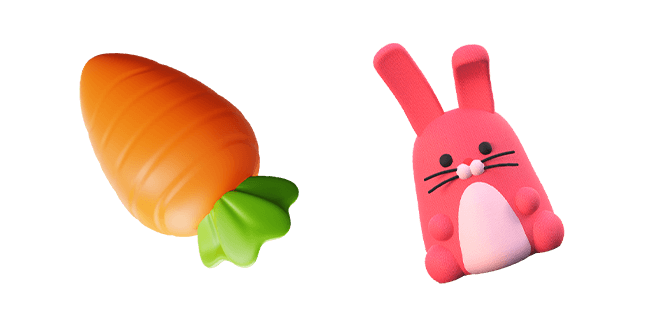 carrot & pink rabbit 3D custom cursor