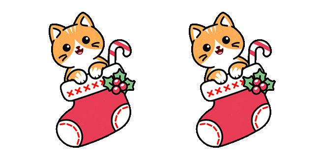 cat In christmas sock animated custom cursor