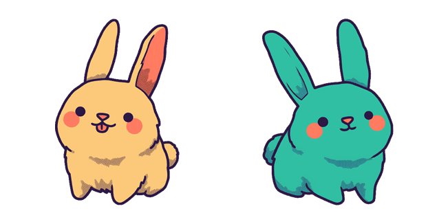 chibi beige green bunny duo custom cursor