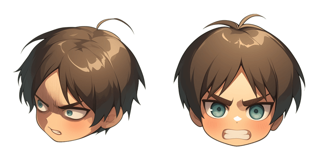 chibi eren yeager angry attack on titan custom cursor