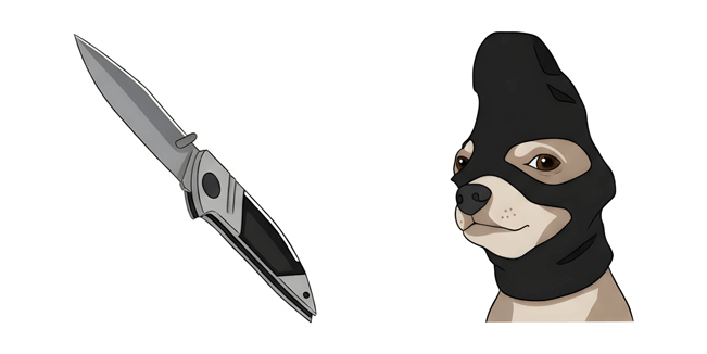 chihuahua in balaclava pocket knife custom cursor