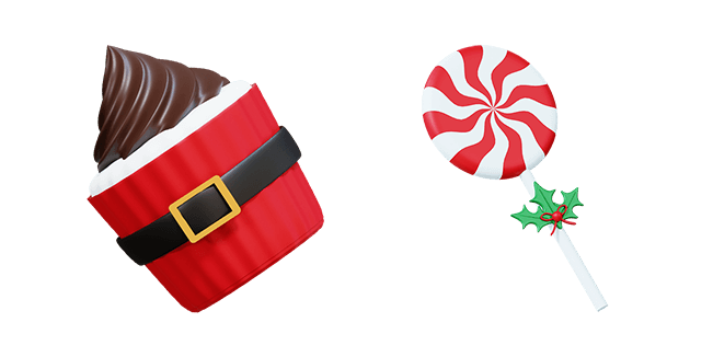 chocolate cupcake & christmas candy 3D custom cursor