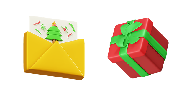 christmas invitation & red gift box 3D custom cursor