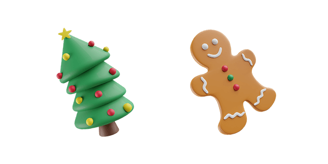 christmas tree & gingerbread man 3D custom cursor