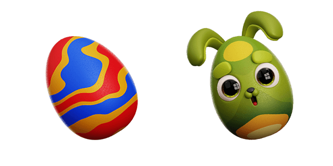 colorful easter egg & green easter bunny 3D custom cursor