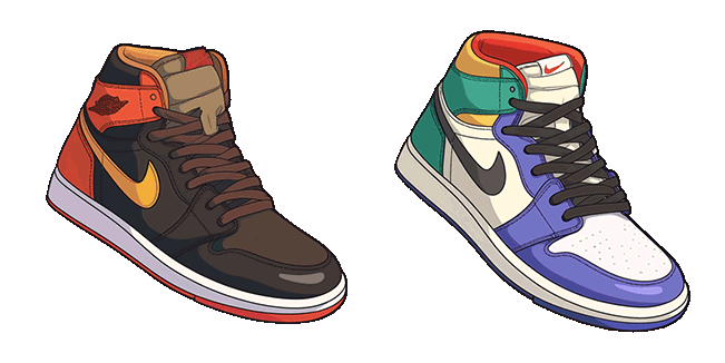 colorful nike sneakers animated custom cursor