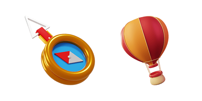 compass & hot air balloon 3D custom cursor