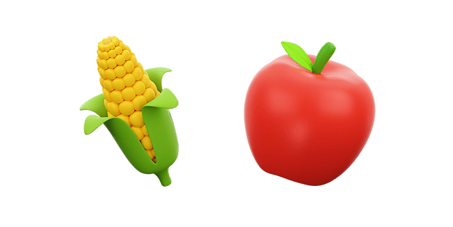 corn and red apple 3d custom cursor