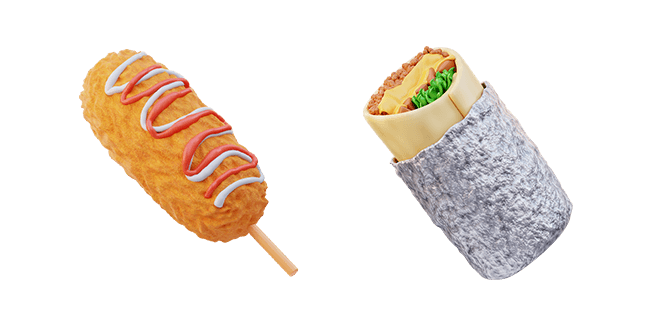 corndog & burrito 3D custom cursor