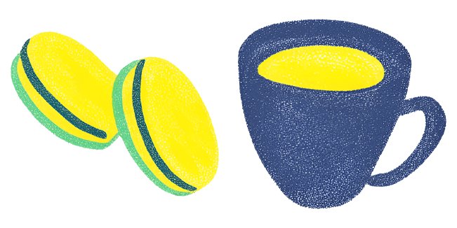 cozy cafe macarons and tea custom cursor