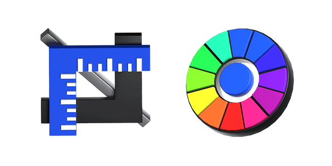 crop tool & color wheel 3D custom cursor