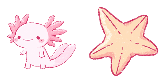 cute axolotl & starfish custom cursor