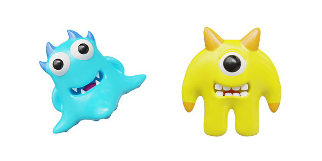 cute blue & yellow monster 3D custom cursor