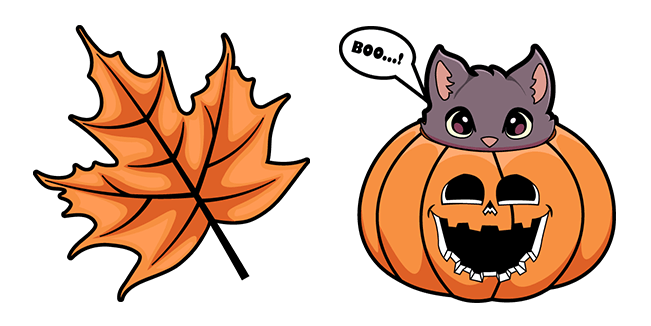 cute cat in pumpkin autumn leaf custom cursor