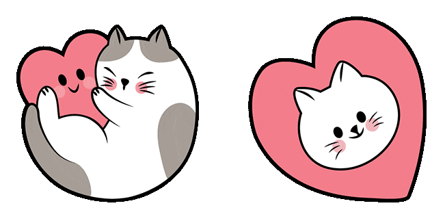 cute cat play with heart animated custom cursor