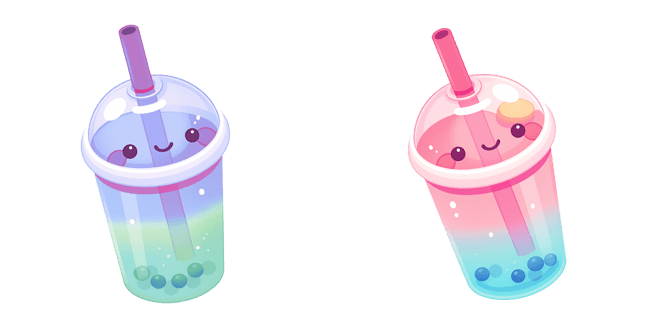 cute colorful boba tea custom cursor