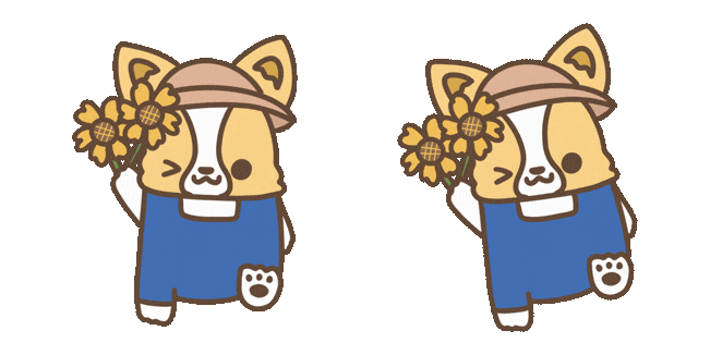 cute corgi dog with flowers animated custom cursor