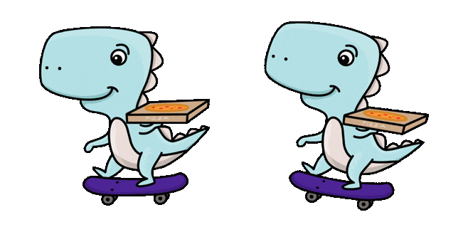 cute dinosaur on skateboard pizza animated custom cursor