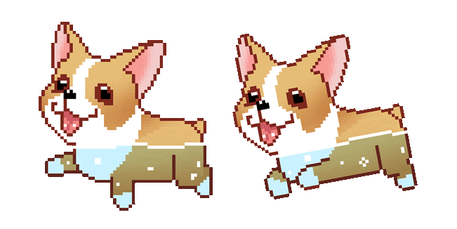 cute dog in water pixel animated custom cursor