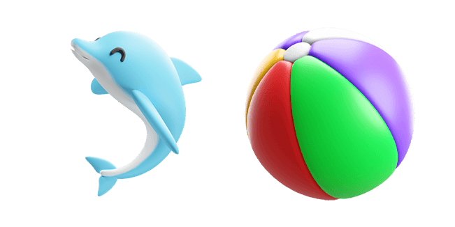 cute dolphin & beach ball 3D custom cursor
