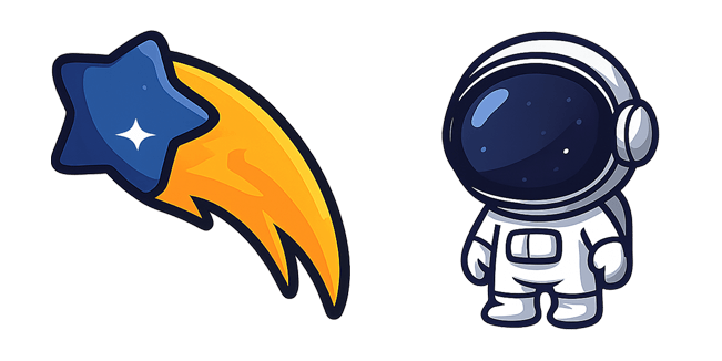 cute falling star & astronaut custom cursor
