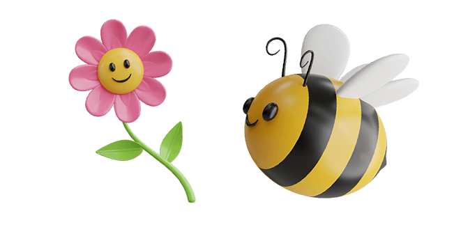 cute flower & honey bee 3D custom cursor