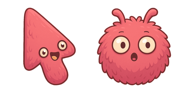 cute fuzzy beast pink custom cursor
