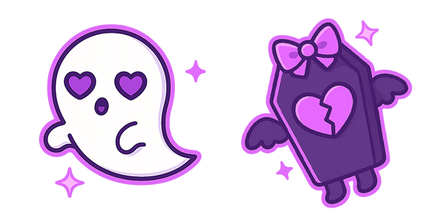 cute halloween love sick ghost heart coffin custom cursor