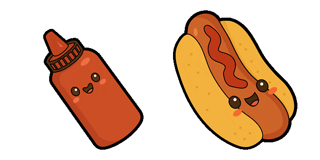 cute ketchup bottle hot dog animated custom cursor