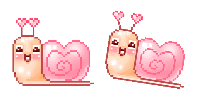 cute pink snail pixel animated custom cursor