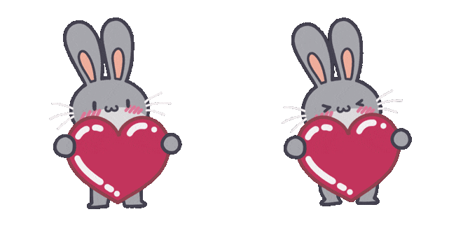 cute rabbit with love heart animated custom cursor