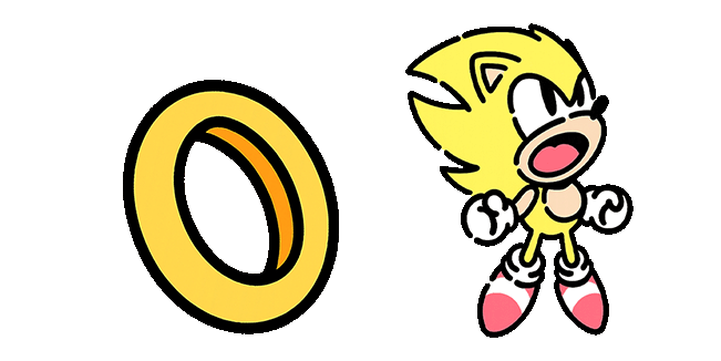 cute super sonic & golden ring animated custom cursor