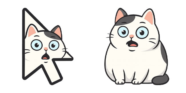 cute surprised cat arrow custom cursor