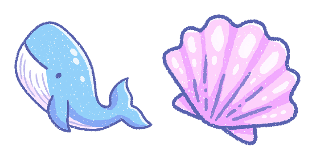 cute whale and seashell custom cursor