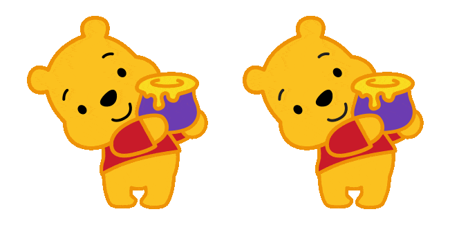 cute winnie the pooh with barrel of honey animated custom cursor