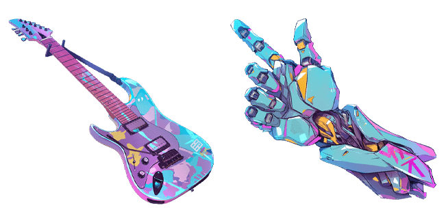 cyberpunk neon guitar robot hand custom cursor