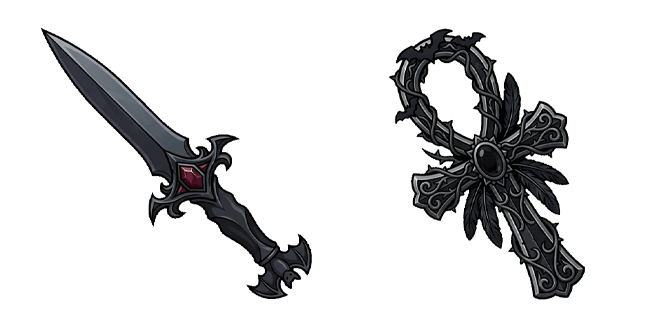 dark fantasy bat dagger and ankh custom cursor