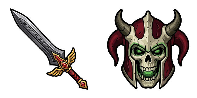 dark fantasy demon skull and hero sword custom cursor