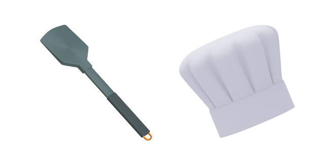 dark grey spatula & white chef hat 3D custom cursor