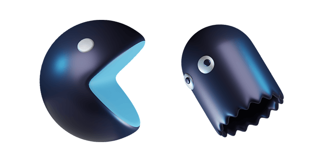 dark purple pacman & ghost 3D custom cursor