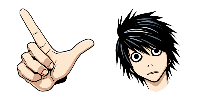 death note l lawliet face and hand sign custom cursor