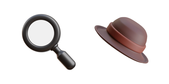 detective magnifying glass & detective hat 3D custom cursor