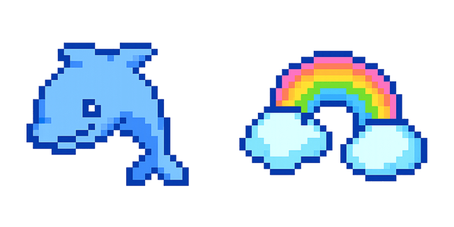 dolphin rainbow pixel custom cursor